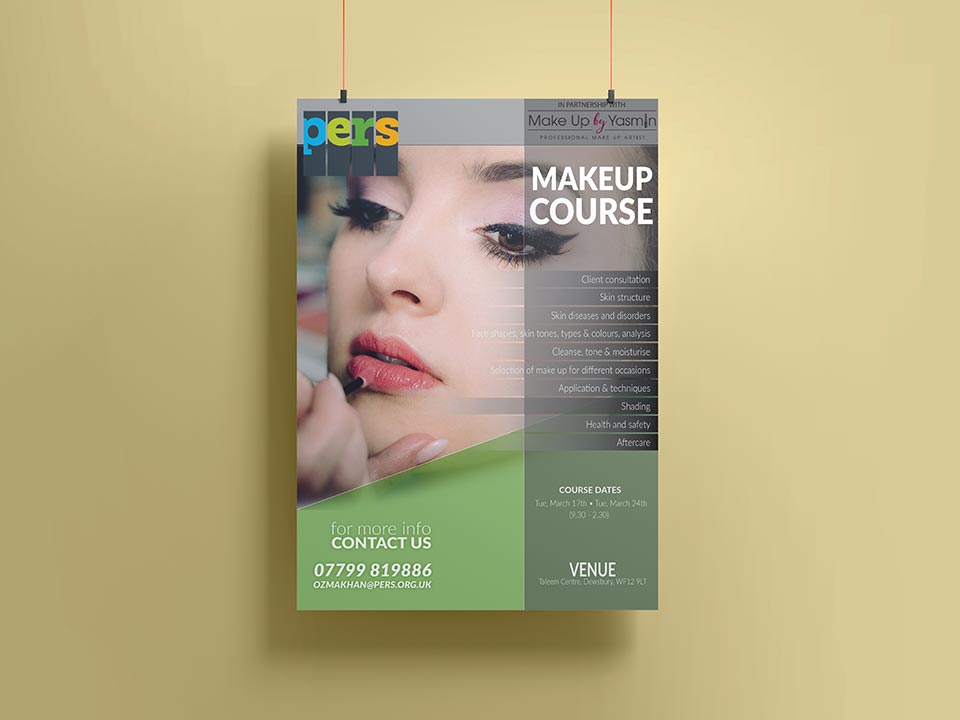 Digital poster design for a local makeup course