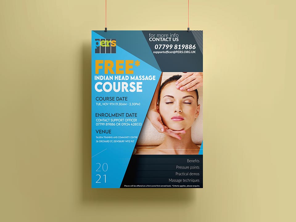 Digital poster design for a local massage course